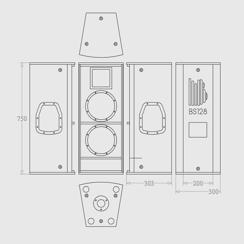 BS128 BishopSound Twin 8" passive PA speaker