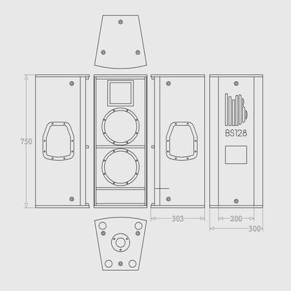BS128 BishopSound Twin 8" passive PA speaker