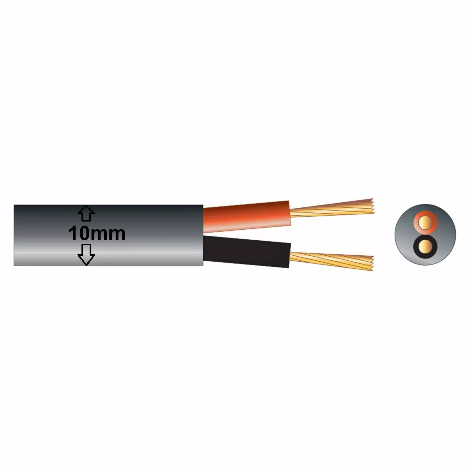Speaker Cable 2 Core 50m Roll 2.5mm Insulated Black Wire 100v Line 30a - BSC51